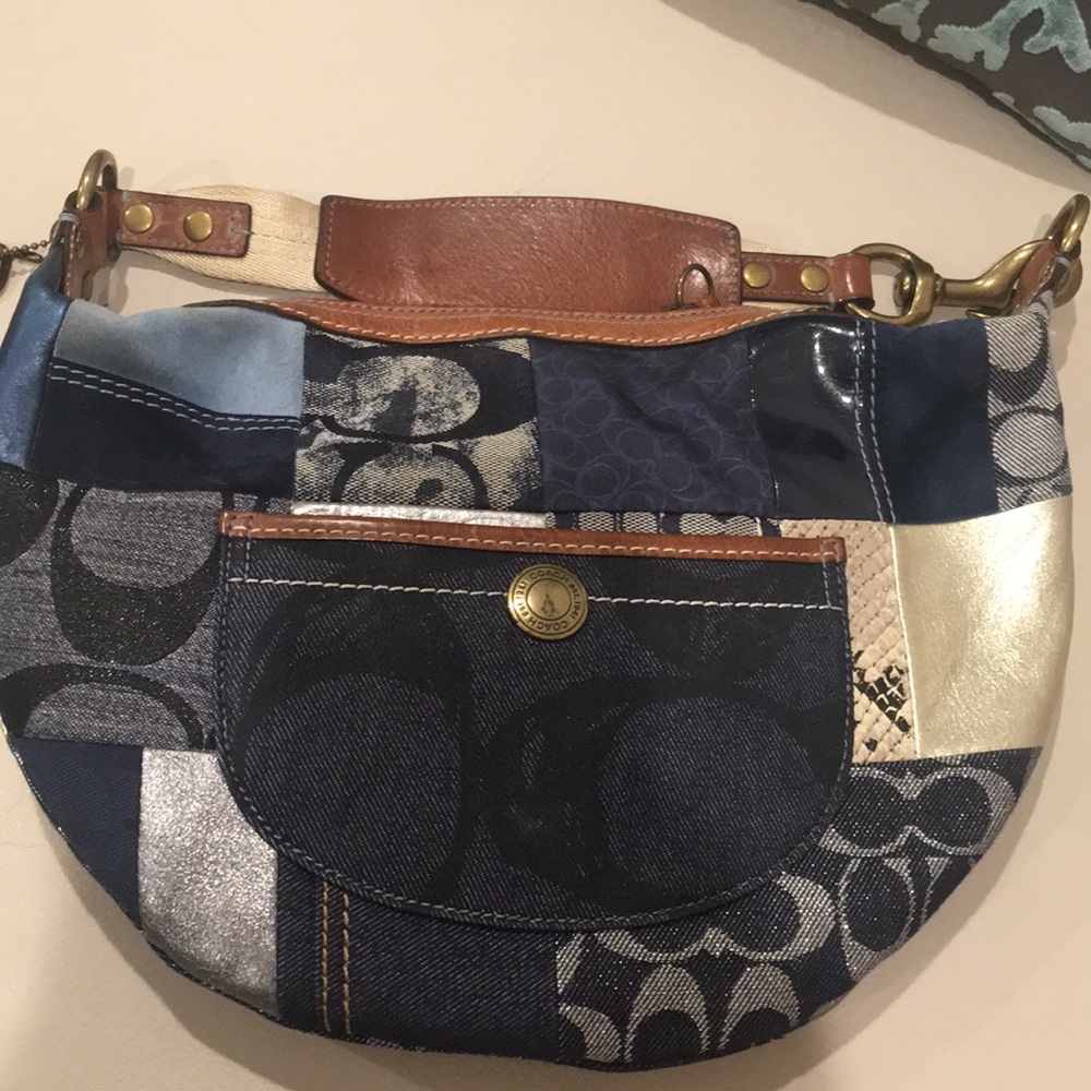 Coach Denim Patchwork Design Handbag